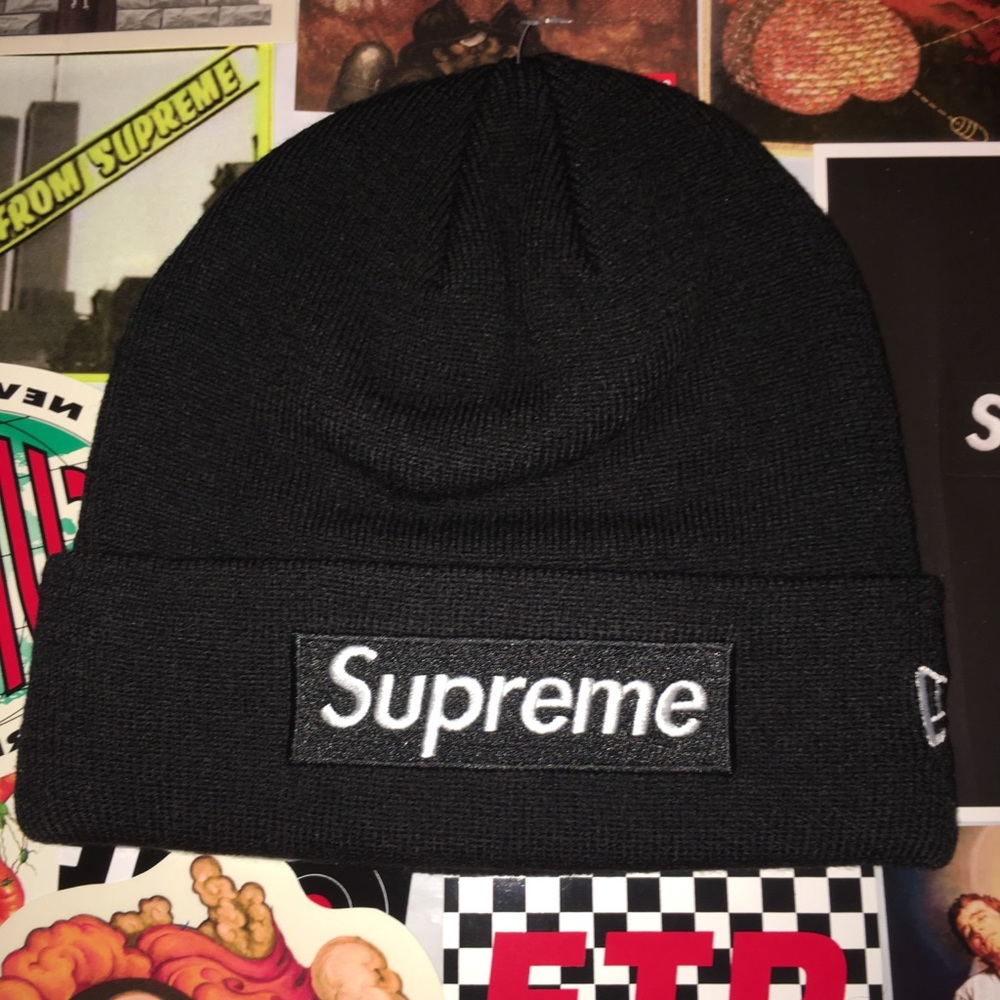 Supreme New Era Box Logo Beanie (2018) Bla…